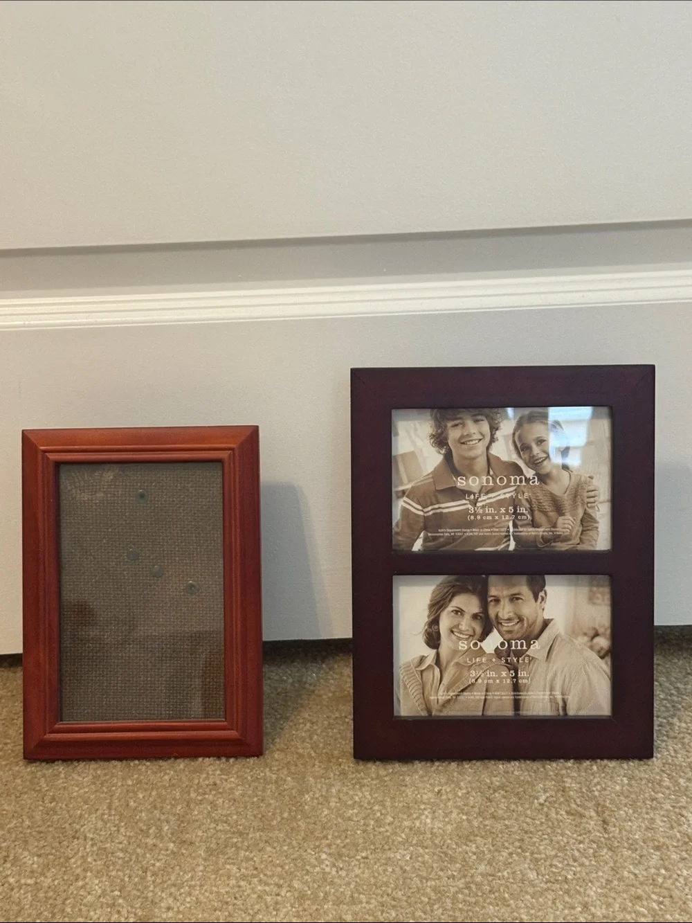 Two wood photo frames